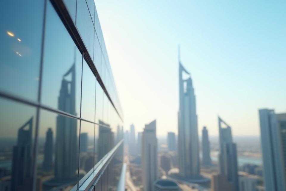 Modern office building in Dubai, showing company location