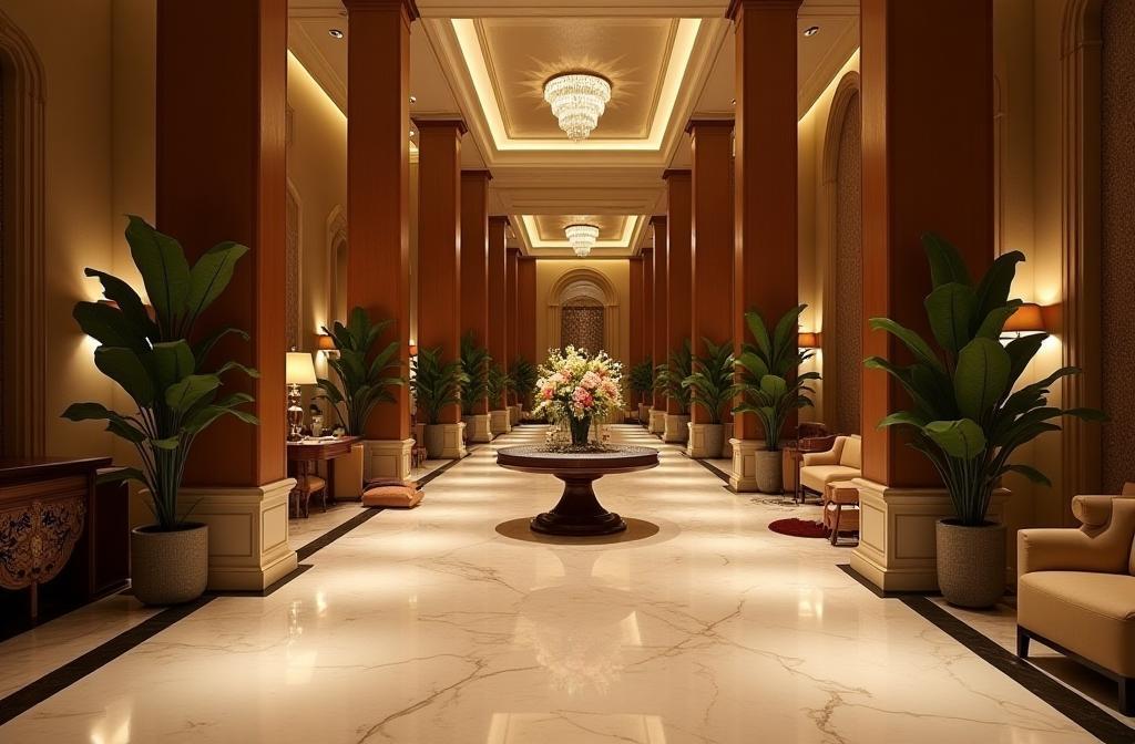 Luxurious hotel lobby representing high-quality hospitality